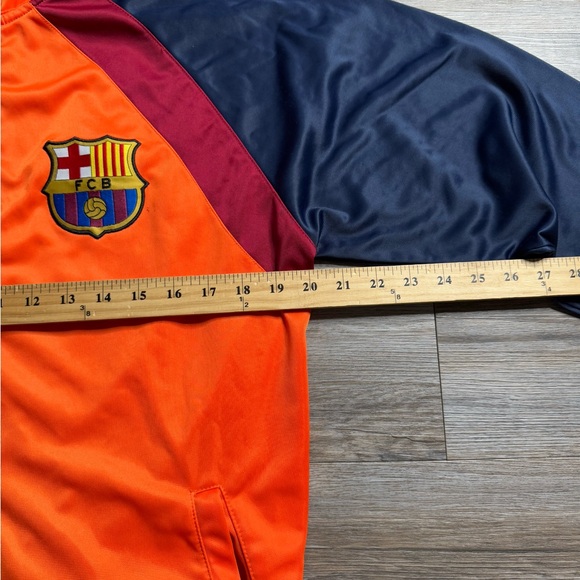 FC Barcelona Mens Size L Orange Jacket Authentic Pockets Official Merchandise - Picture 8 of 12